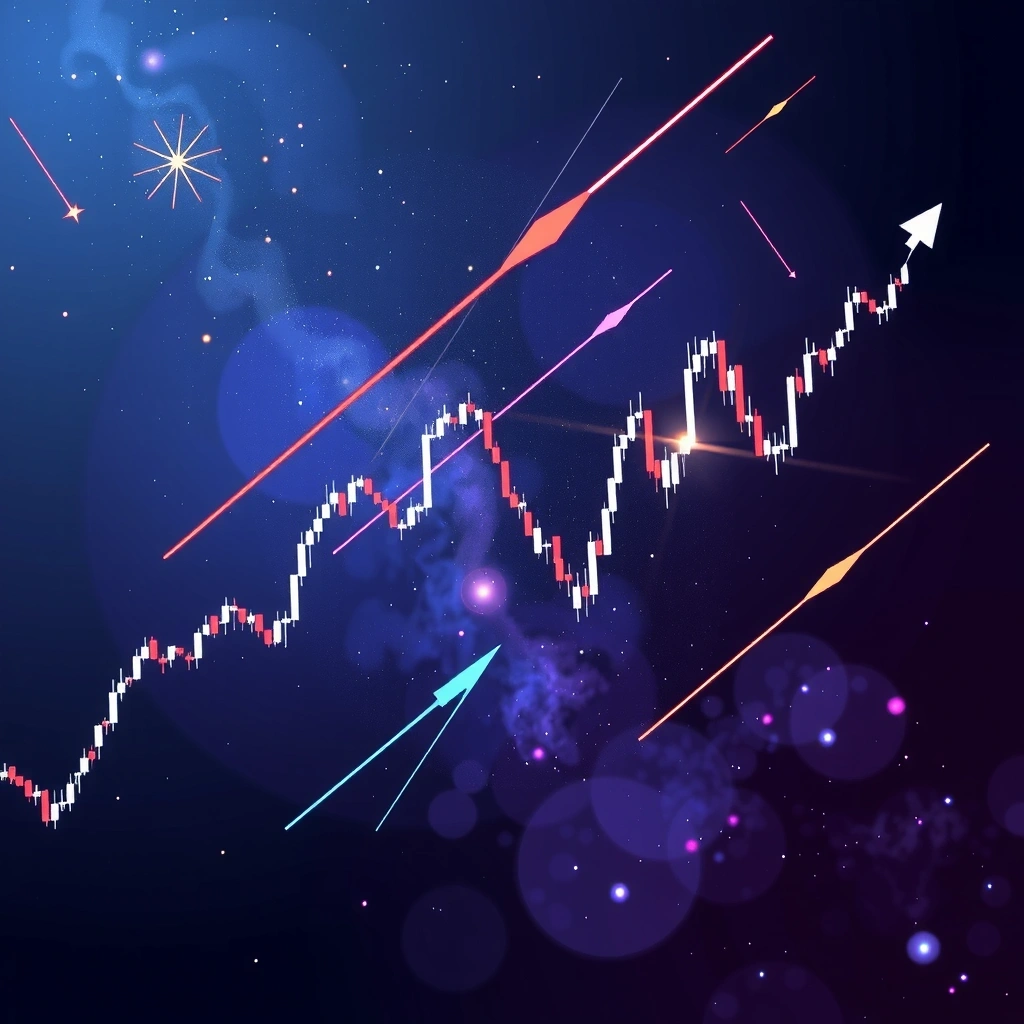 Fondo abstracto con velas japonesas y estética cósmica